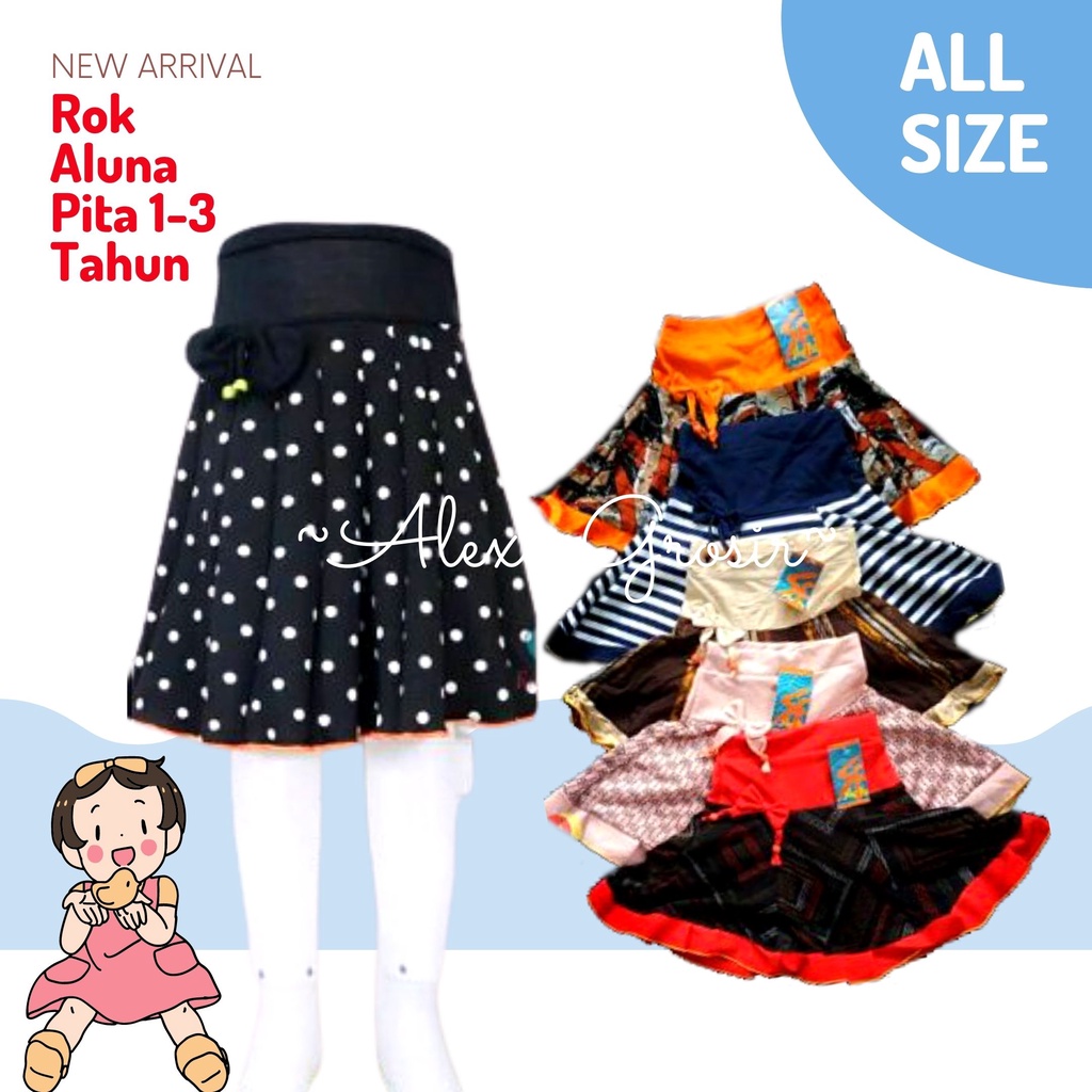 Rok Anak Pendek bahan Kombi Aneka Motif Untuk 1 - 3tahun  ALUNA pita Lokal Murah | skirt anak