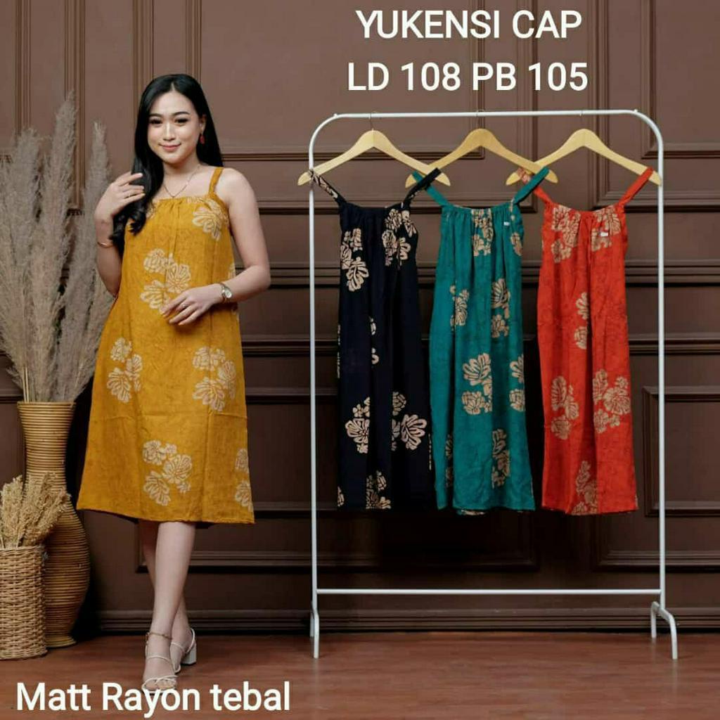 Dress batik CAP yukensi kupu LD 110 daster viral murah bahan rayon adem baju tidur sexy XL