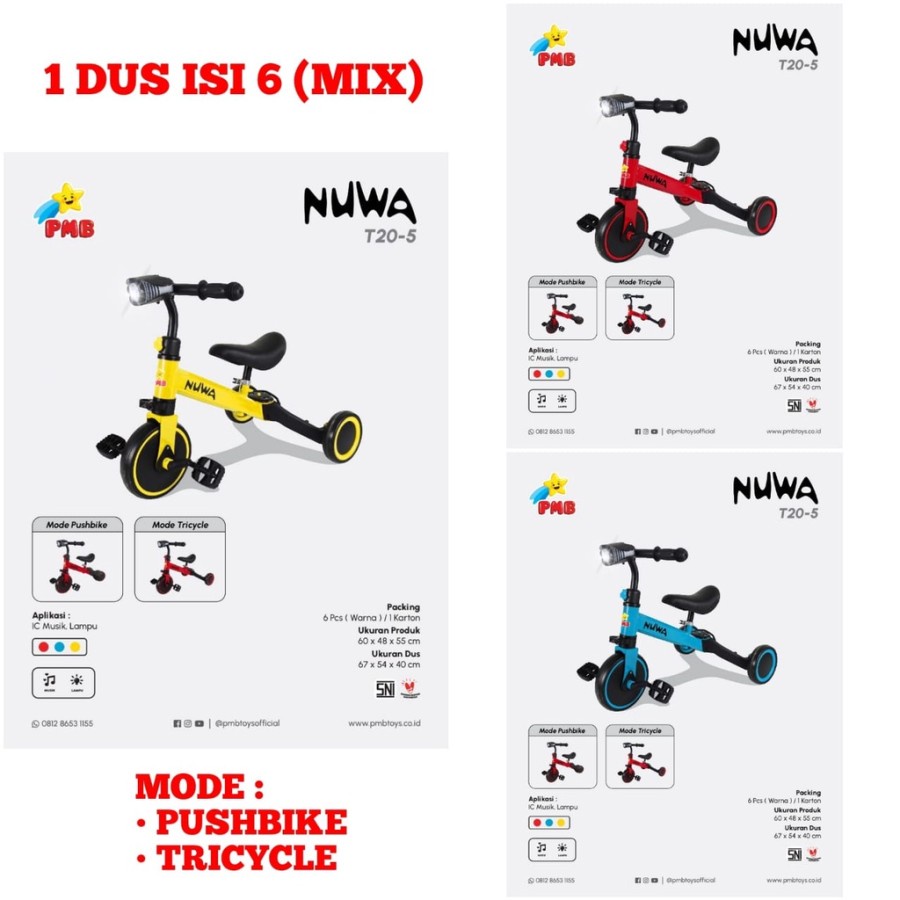 Balance Bike PMB K 611 K 613 K 615 T 20-5 T 20-6 T 20-9 Nuwa Musik Push Bike Tricycle T20-5 T20-6 T20-9 K611 K613 K615 Sepeda Anak Roda Tiga 3 Alat Belajar Keseimbangan Sepeda AT 7901 7905 709 5511 2011 2008 AT7901 AT7905 ET709 ET5511 ET2011 ET2008