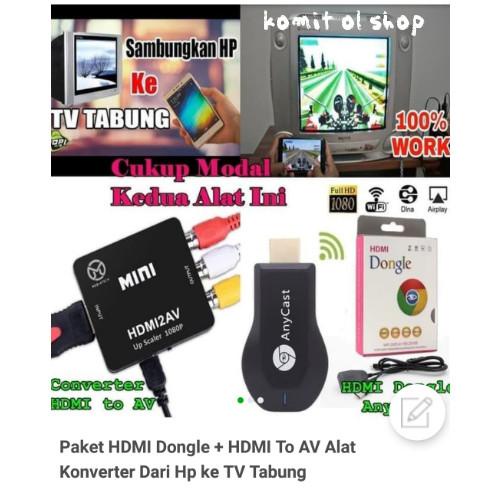 Paket Hdmi Dongle + Hdmi To Av Alat Konverter Dari Hp Ke Tv Tabung