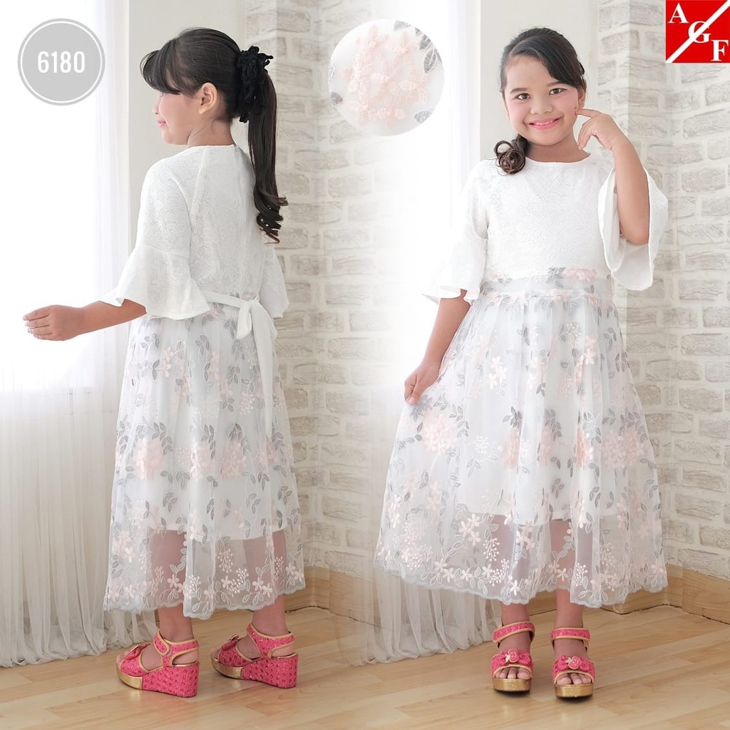 Dress Putih Brokat Brukat Anak Dress Pesta Anak Shopee Indonesia