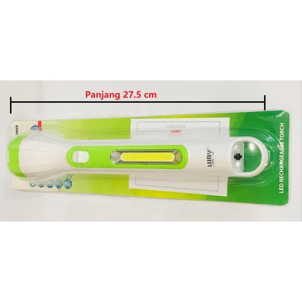 Luby Lampu Senter LED Super Terang L-8909 3W + 3W COB Light LED Rechargeable 5 Hours