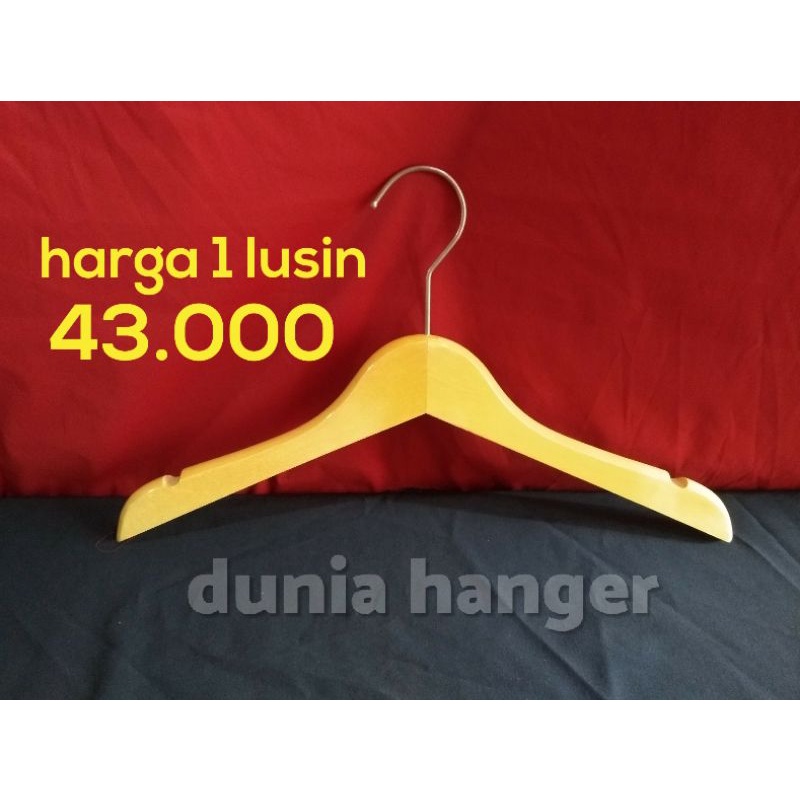 Hanger KAYU ANAK warna NATURAL LUSINAN hanger baju anak