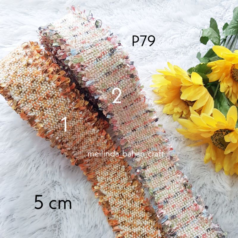 

kode P79 PITA TWEED MOTIF 50 mm / 5 cm pita korea serabut