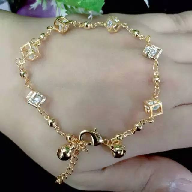 Xuping Gelang tangan dewsa dadu gold dilapisi emas 24k