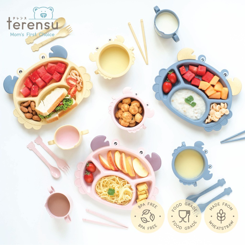 Piring Makan Set Anak Alat Makan Anak Peralatan Makan Bayi MPASI Kepiting bukan baby safe microwavable