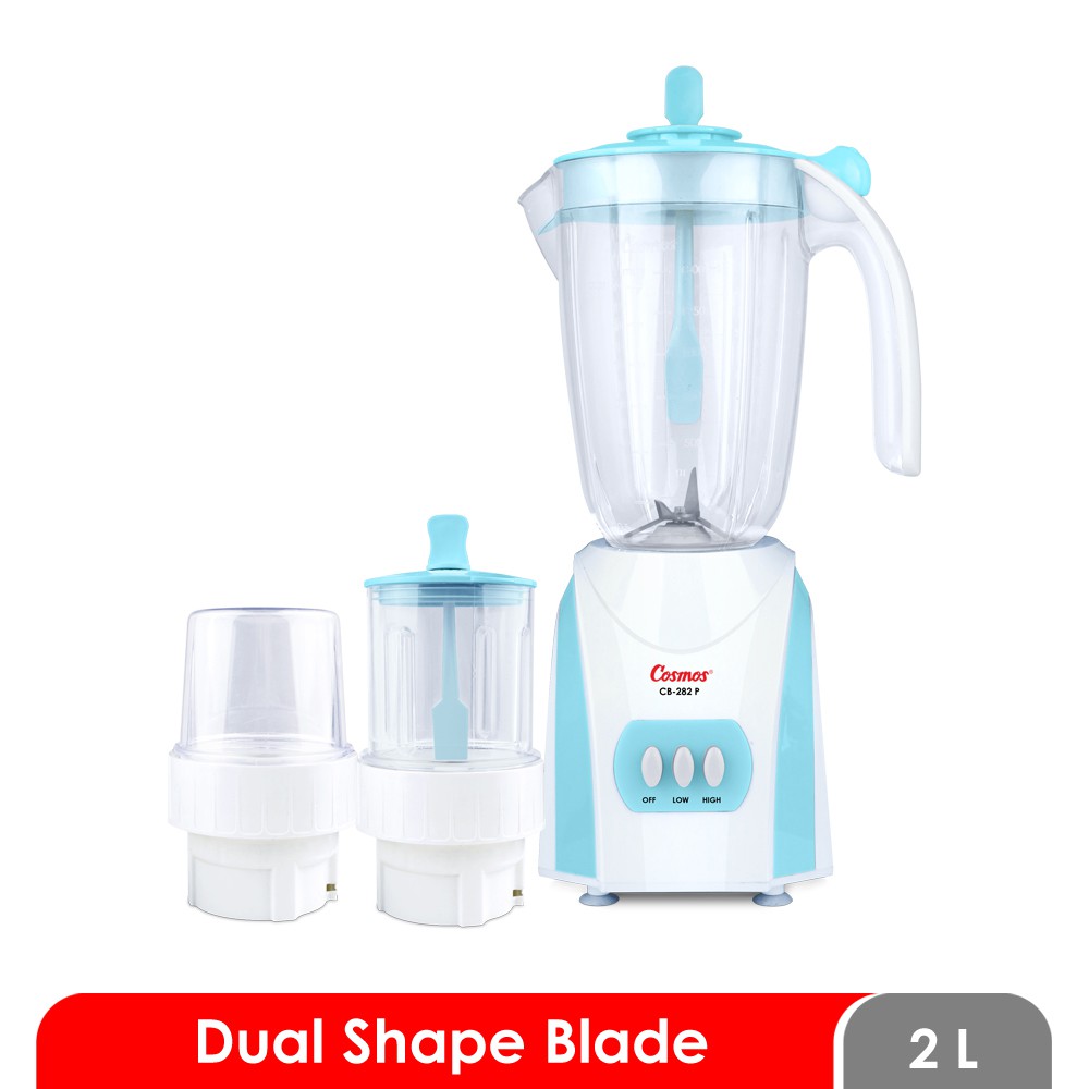 BELENDER PLASTIK CB-282 P BLENDER 2 LITER PENGHALUS MAKANAN ANTI SLIP DUAL SHAPE COSMOS GARANSI