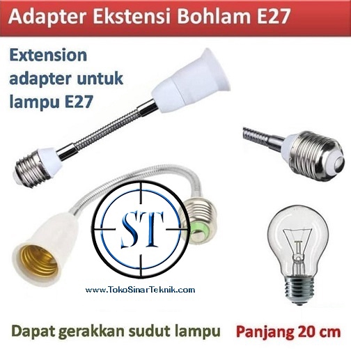 Adapter Socket Extension Lampu E27 to E27 Converter Holder Fleksibel Perpanjangan E 27 Socket Female Sorot bulb