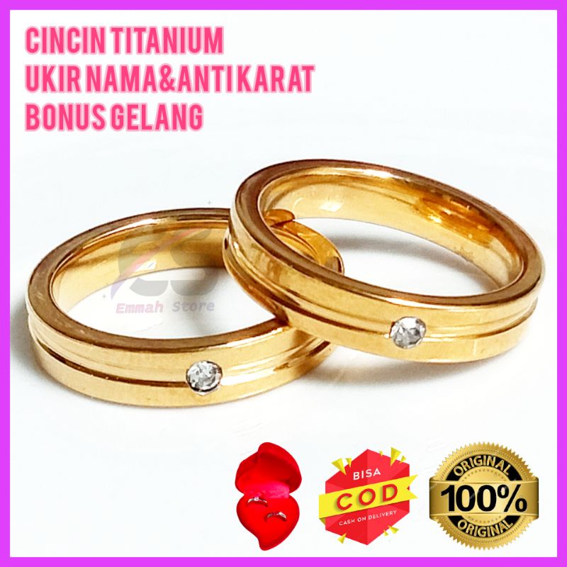COD Cincin Titanium Couple Anti Karat  Ukir Nama Cicin Pasangan   Rings Tunangan Nikah Stainless ste