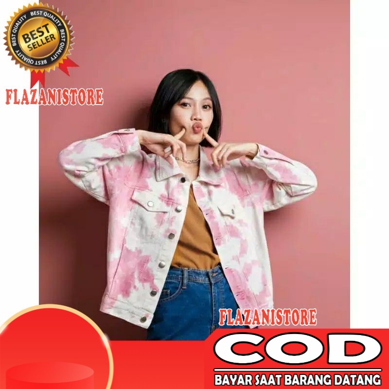 AERO JAKET CROP JEANS TIEDYE TERBARU / JACKET JEANS TIEDYE PREMIUM