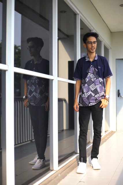 Loyal Kaos Polo Batik Navy Modern Pria M L XL XXL