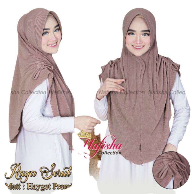Kerudung Serut Samping Hijab Instan Plisket Pet Antem