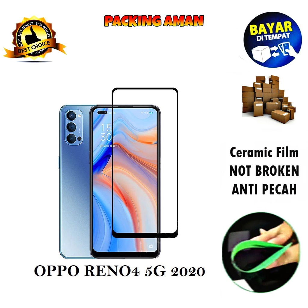 Tempered Glass Oppo Reno4 5G 2020 FULL COVER FULL SCREEN Ceramic Film Anti Gores