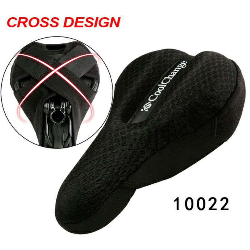 SADEL CoolChange Cover Jok Sepeda Sponge Criss Cross Fasten - 10022 - Black