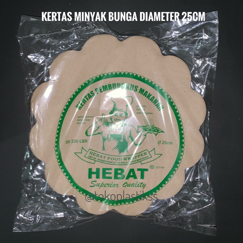 

Kertas Minyak Bunga Mawar Diameter 25cm Hebat Hijau isi 250 Lembar / kertas nasi