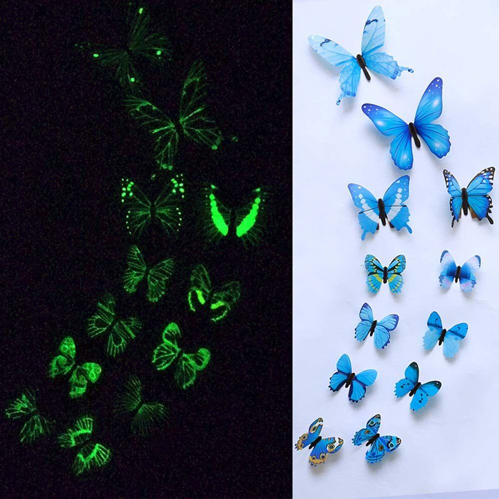 [Elegan] Bercahaya Stiker Dinding Ruang Tamu 12 Pcs/set Dekorasi Kamar DIY Luminous Wallpaper Dinding Decals