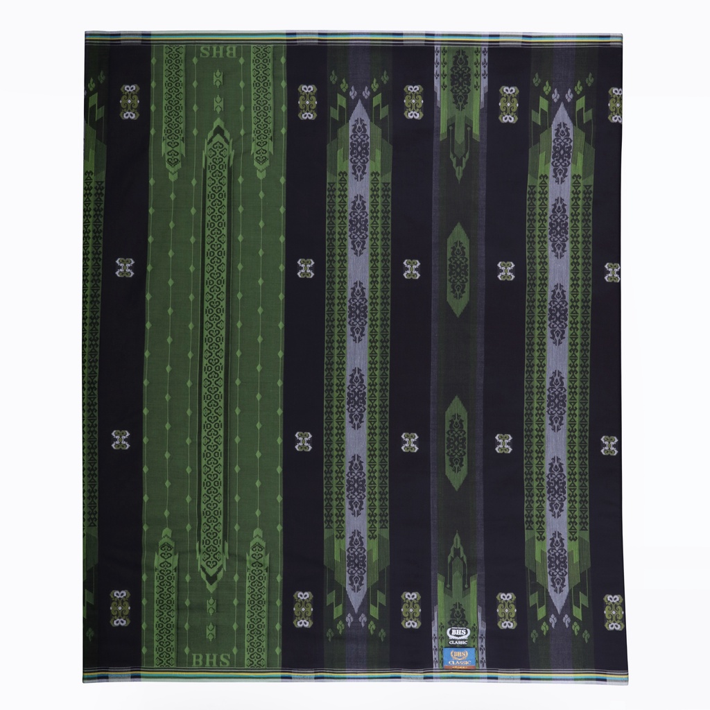 Sarung BHS Classic Gold Motif Jacquard Gunung Eksklusif Hitam Hijau 02 / BHS JGE