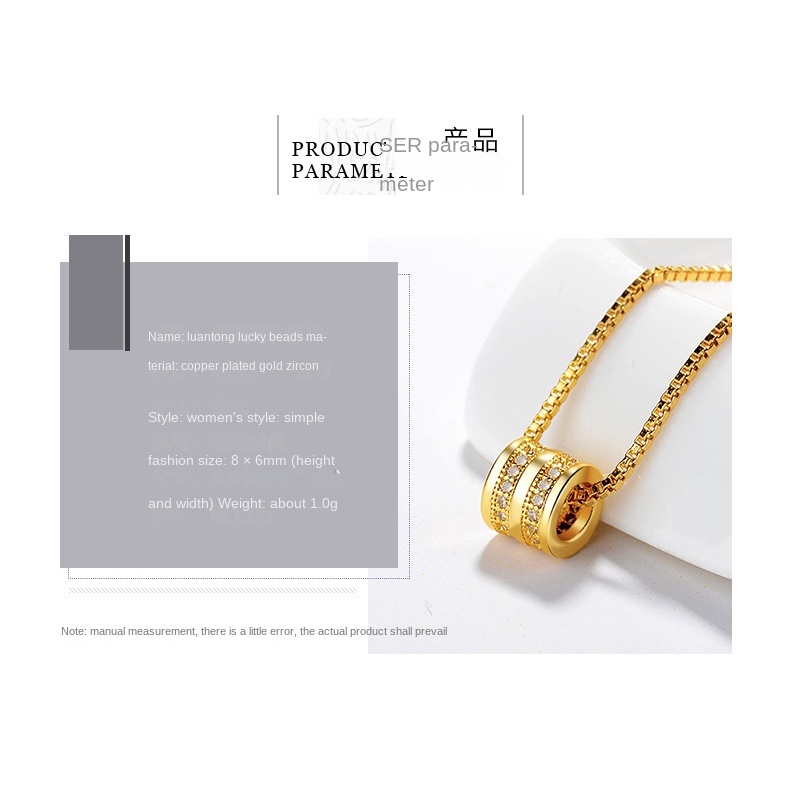 Kalung Lapis Emas Asli Kadar 375 Hias Liontin Manik-Manik Zirkon Gaya Korea Untuk Wanita