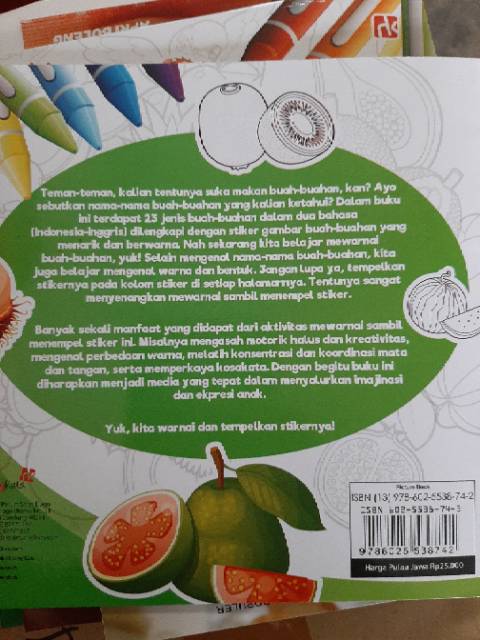 Jual Fun activity book mewarnai & menempel stiker buah buahan 