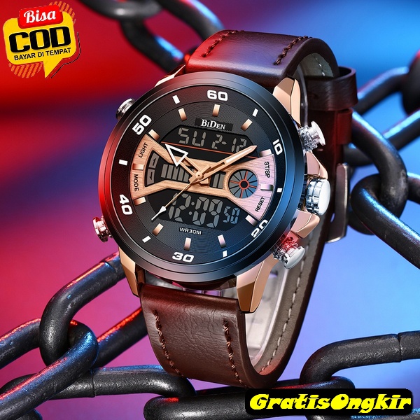 Jam Jm Tangan Pria Tali Kulit Analog Digital Anti Air Water Resistant Original Terbaru Cod Jam Tanga