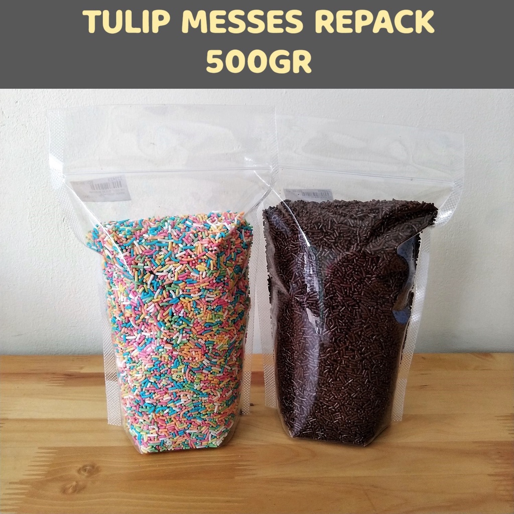 

Tulip Messes / Meises Coklat Warna Repack 500gr