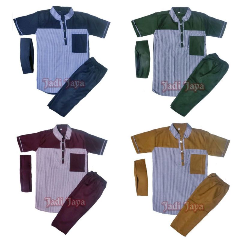 Setelan santri anak koko santri Pakistan AL Lengan pendek
