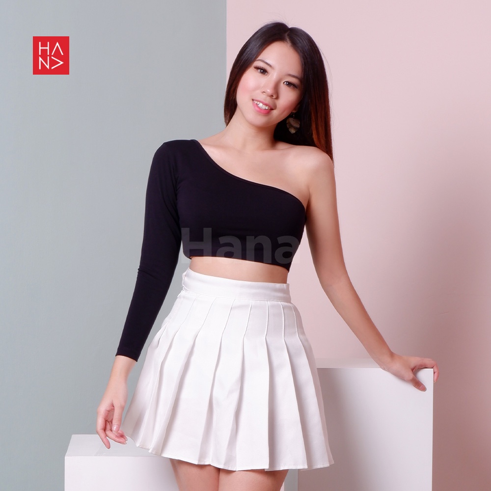 Hana Fashion - Selly Crop Top / One Shoulder Crop Top Kaos Wanita - TS214