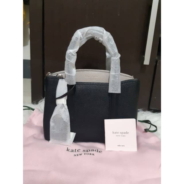 Kate Spade Margaux mini Satchel in Black Warm Taupe