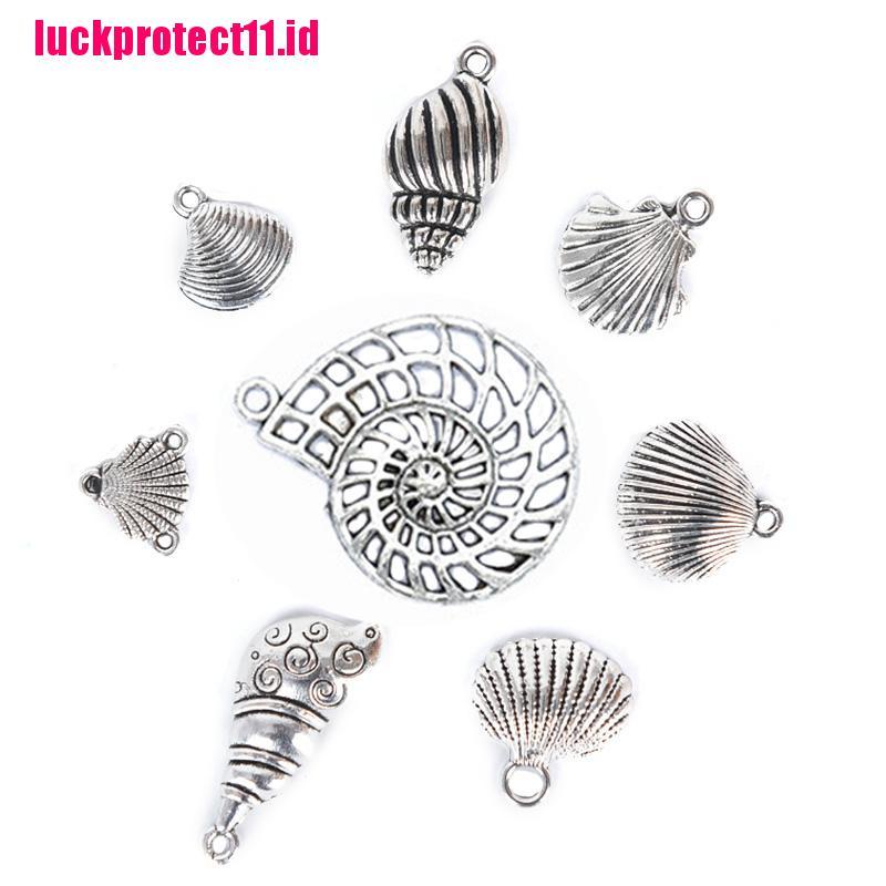 (LUCK) 17pcs / Set Liontin Silver Tibet Bentuk Bintang Laut / Kerang DIY Charms