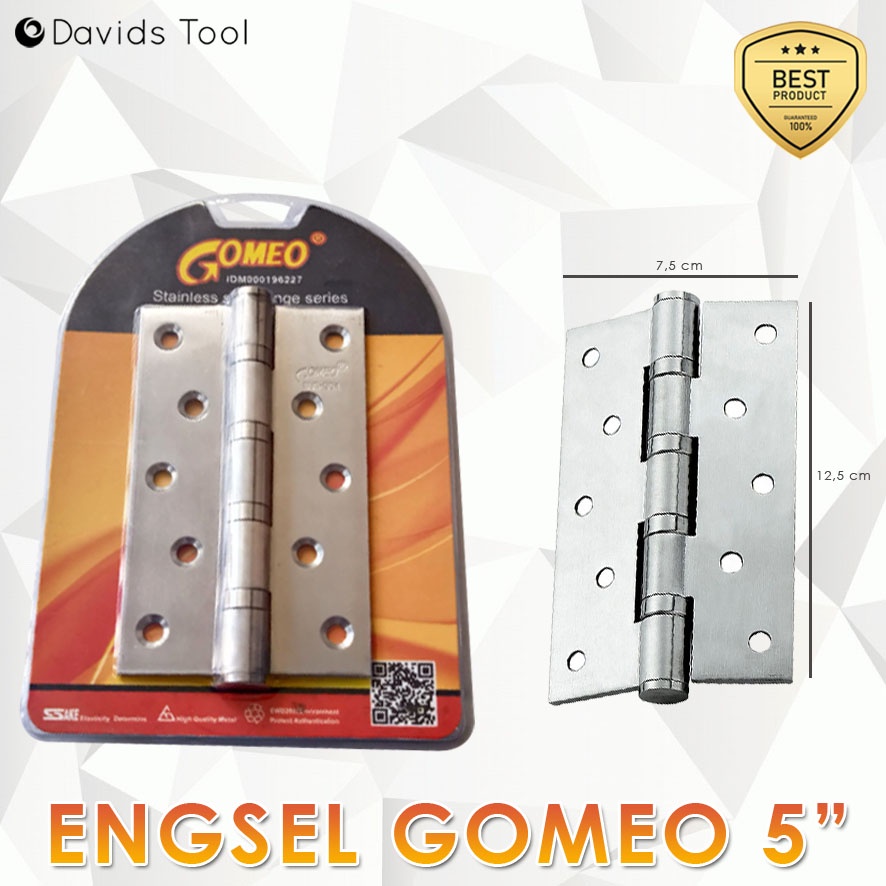 Gomeo Engsel Pintu Jendela Rumah Tebal Kamar Mandi Kayu Stainless Esel Ensel Stenlis 5 Inch Blister