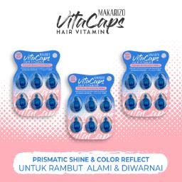 PAKET ISI 3 Makarizo VITACAPS Hair Vitamin Prismatic Shine and Color Reflect - Vitamin Rambut Kapsul 6 x 1 mL
