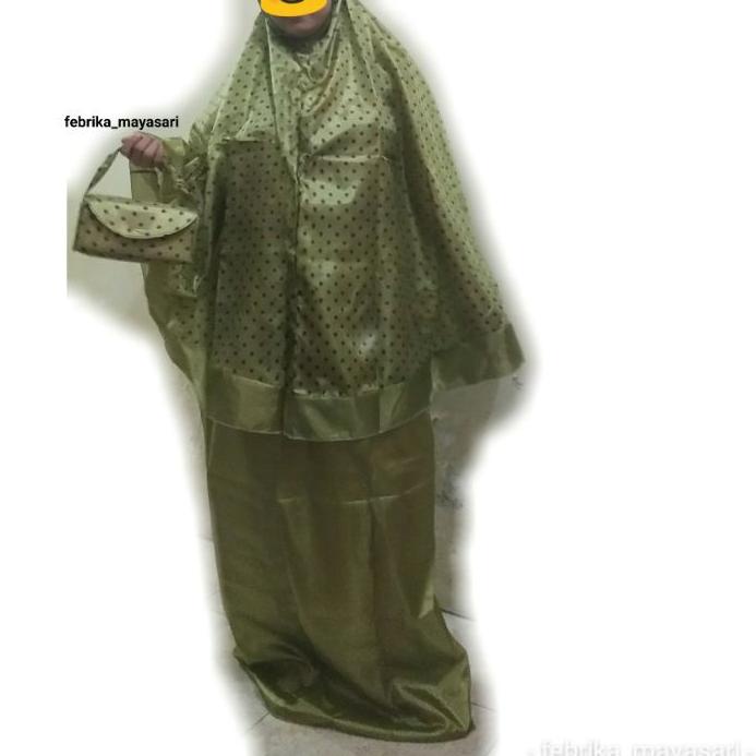 ✯ Mukena / Mukenah / Rukuh Parasit Parasut Polkadot Jumbo Besar Abutai Abutay Travelling ✹