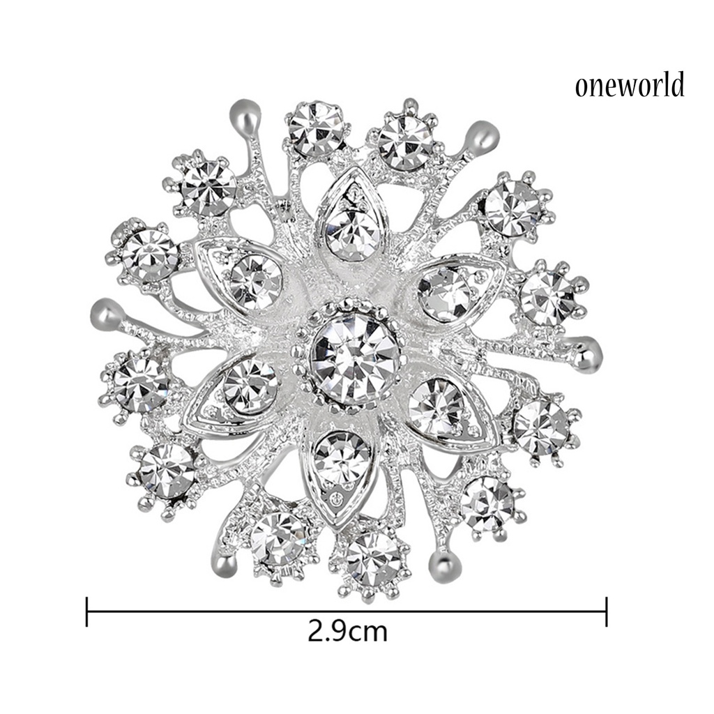 OW@ Breastpin Shiny Anti-rust Women Flower Heart Rhinestone Brooch Pin for Wedding