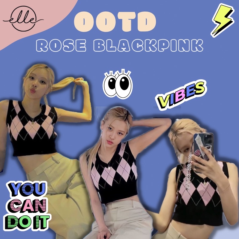 Vest Rose Blackpink - Vest knitted Rose