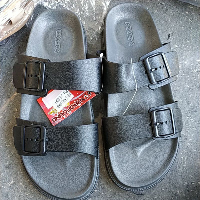 SANDAL SLOP KARET NEW ERA MB 8025 size 39-43 05,5-Abu_hitam