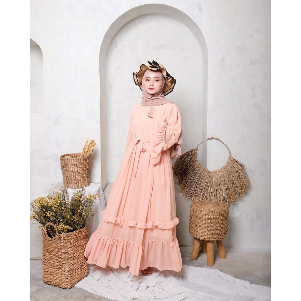 Pakaian Wanita Muslim summer Dress gamis malaysia bahan seruti babydoll premium