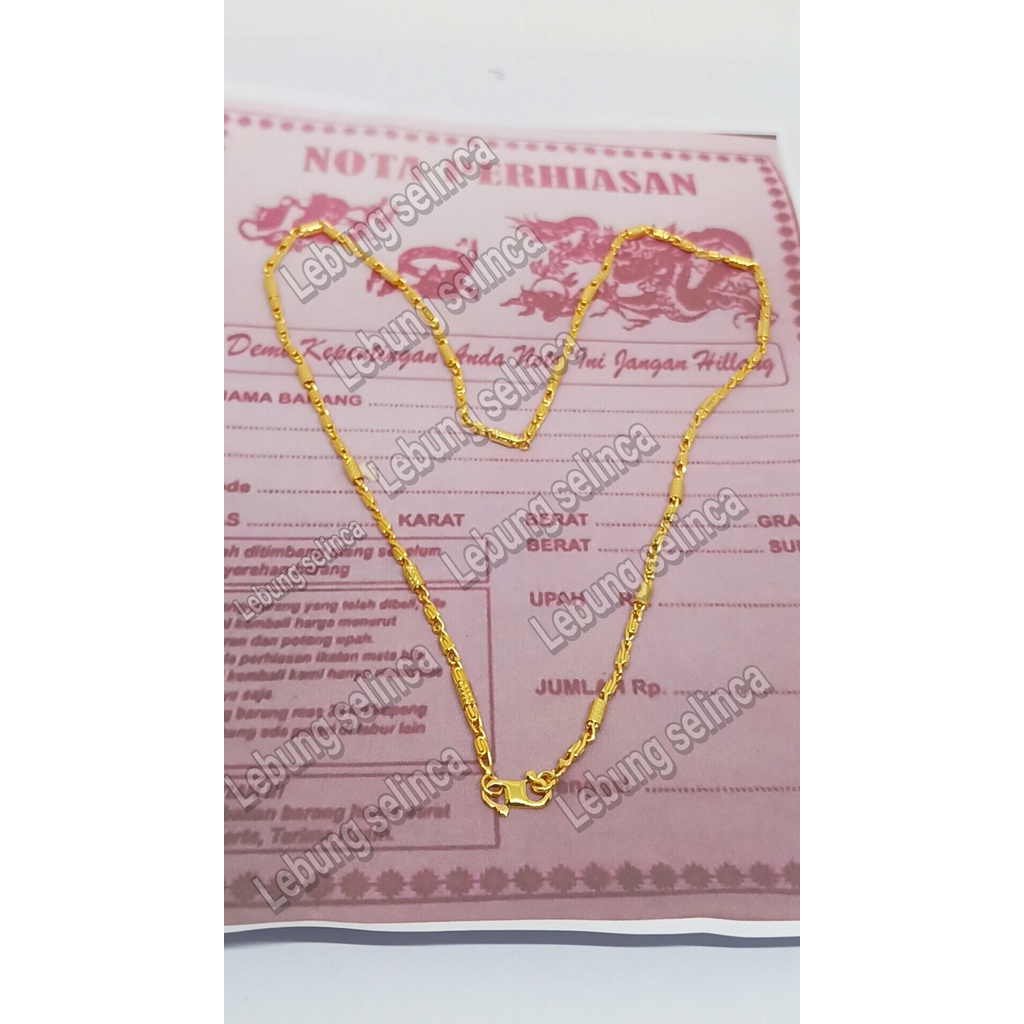 kalung bambu berlapis emas 24 K,kalung perhiasan mirip emas asli,kalung titanium asli anti luntur anti karat,kalung perhiasan impor terbaru