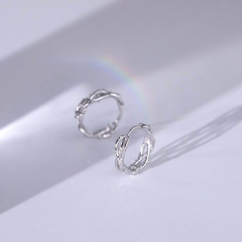 Anting Hoop Berduri Bahan 925 Silver Untuk Wanita