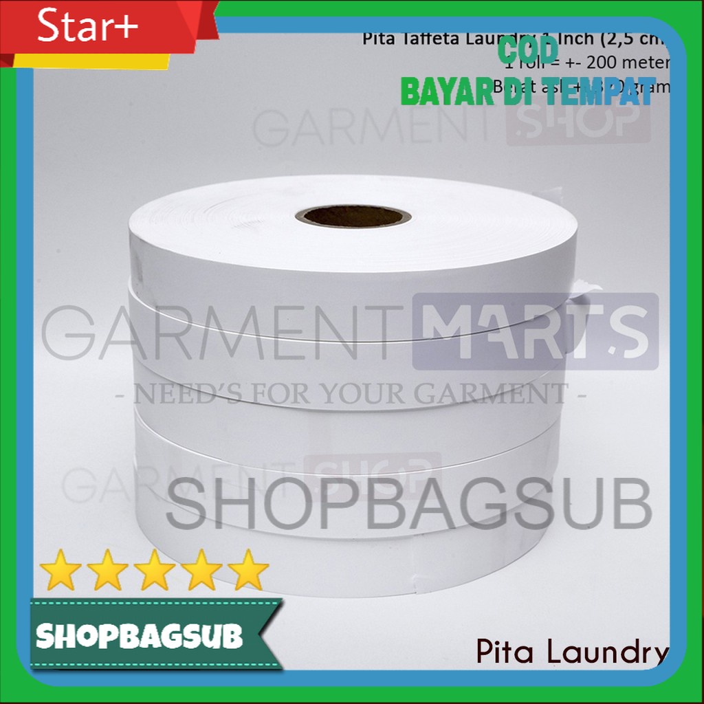 

Pita Laundry Taffeta Label Penanda Roll Kain Kertas 13 mm 200 meter