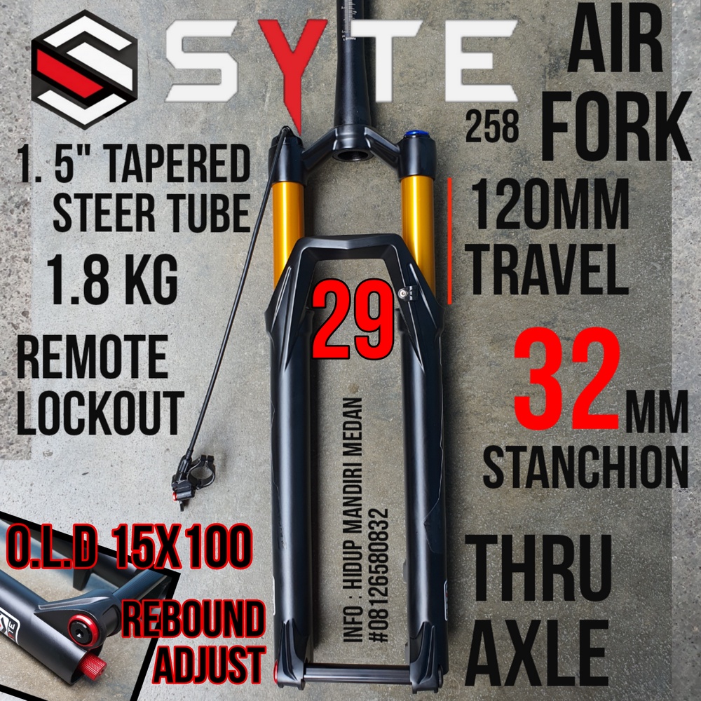 Fork SYTE Air 29 Thru Axle Tapered T120 Remote Lock TA 15 x 100 Kashima 258-9 29er  BUKAN Ion Venom 