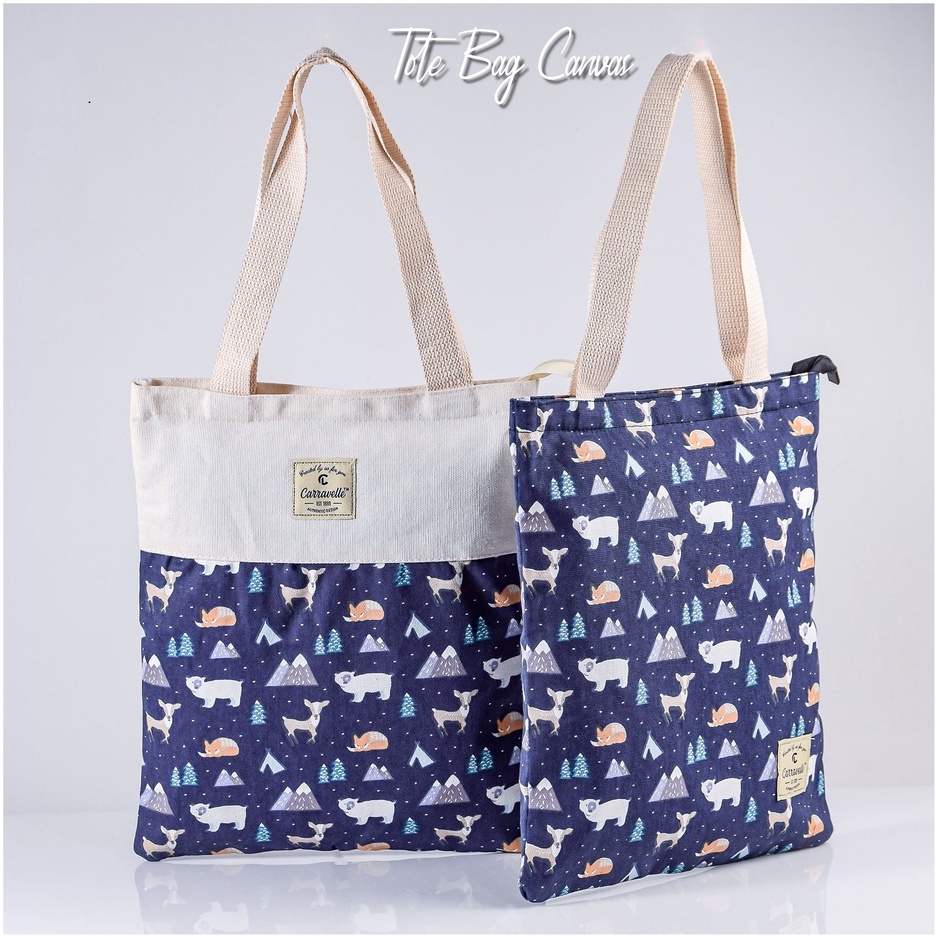 TOTE BAG WANITA RESLETING / TAS TOTEBAG KANVAS JEANS BUAT SHOPPING DAN KULIAH TB 004