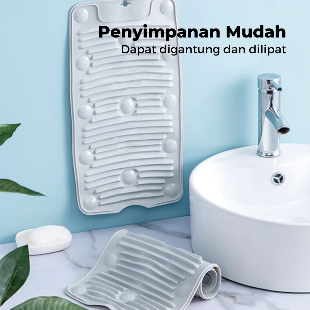 MARKETBIX Papan Cuci Baju Multifungsi Anti Slip Bisa Dilipat Papan Baju Silikon Alat Penggilasan Pakaian