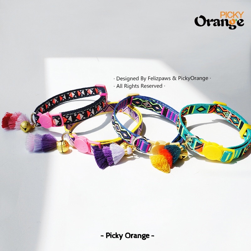 Orange Repawblic Pom Pom Dog Cat Collar Kalung Anjing Kucing Lucu