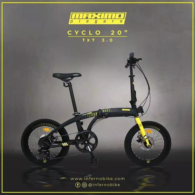 Sepeda Lipat Folding Bike Maximo Piegare Cyclo 3.0 Tx7 Alloy Alumunium