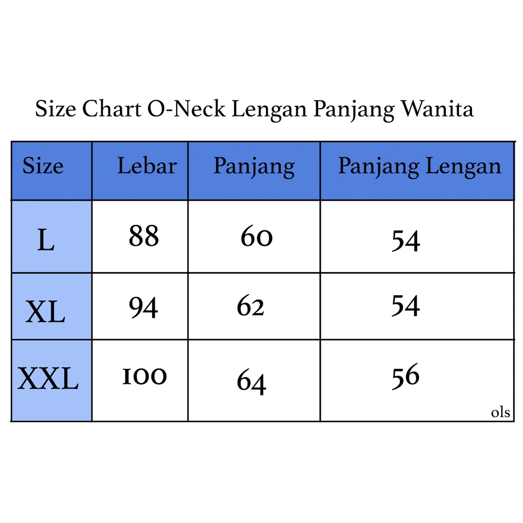 o-neck lengan panjang wanita