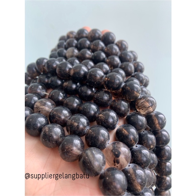 natural batu bulu monyet hitam 14mm kristal black media kesehatan akik