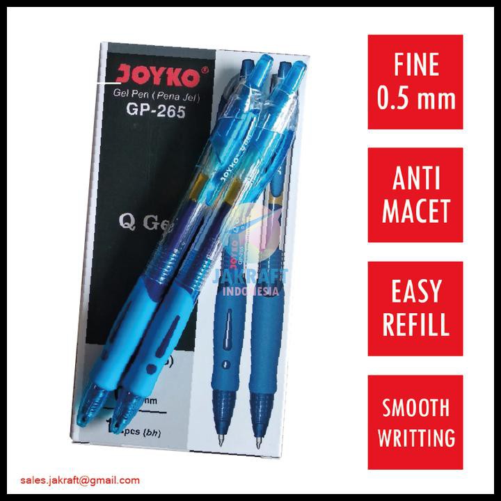 

PULPEN GEL PEN KLIK JOYKO GP-265 Q GEL (BIRU) 0.5 MM SETARA KENKO K-1