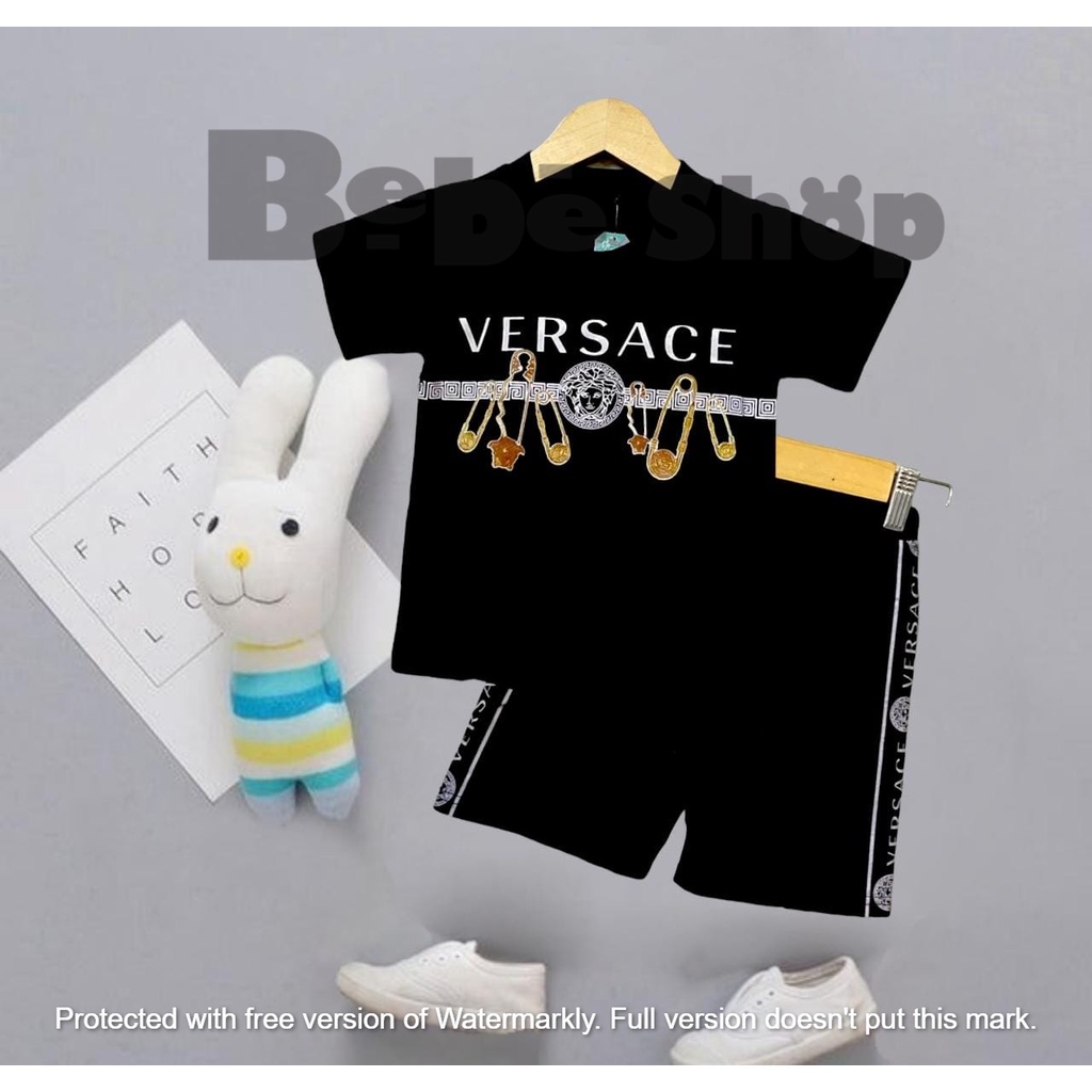Setelan anak  laki-laki  bahan katun motif branded usia 1 sampai 6 tahun