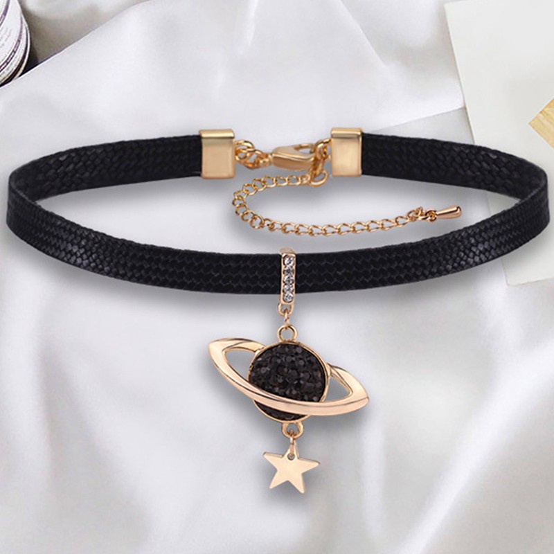 Black Lace Necklace Choker Collar Alloy Gothic Style Pandent Lady Decor Lizzj