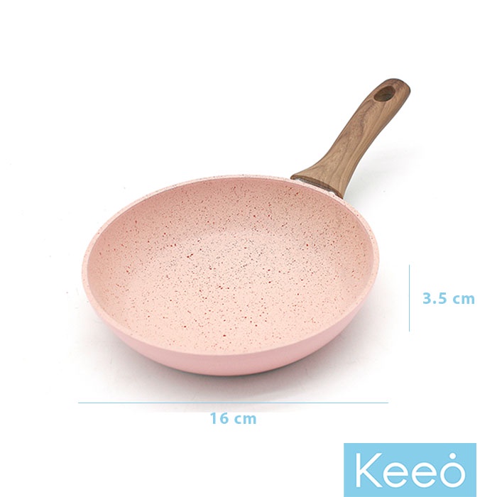 Keeo 16 cm Wajan Penggorengan Anti Lengket Marble Granit (Frypan) Pink